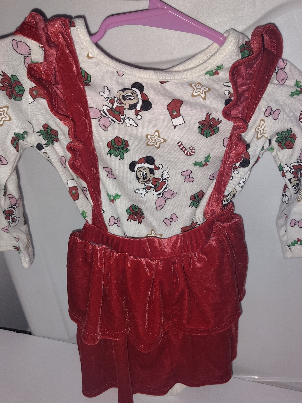 Disney Red and White Minnie Mouse Holiday Pinafore Set